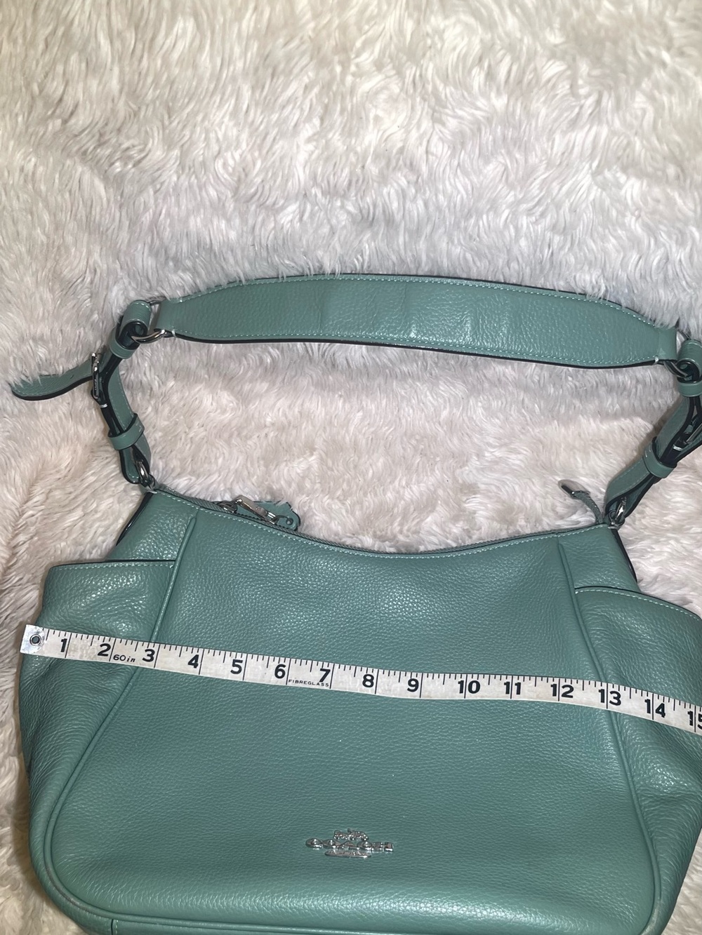 Coach Pebbled Leather Rori Shoulder Bag in Mint Green - Picture 6 of 10